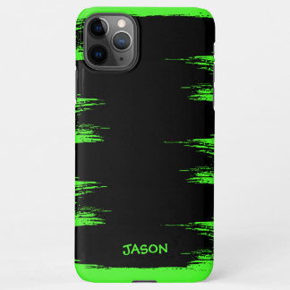 Cool Neon Green Brush Stroke Background Customised iPhone 11Pro Max Case