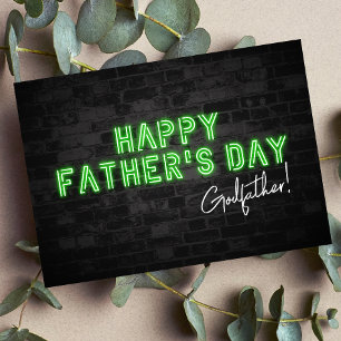 Cool Neon Happy Father's Day Card for Godfather