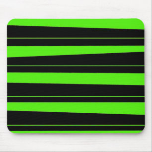Cool Neon Lime Green and Black Striped Pattern Mouse Pad