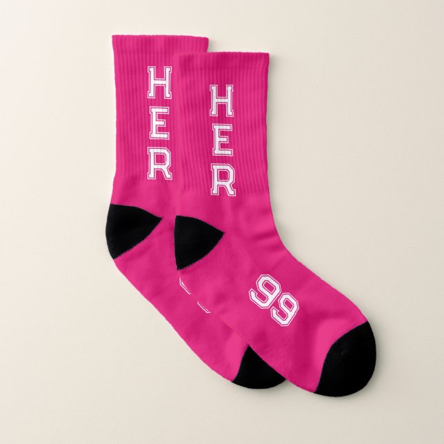 Cool neon pink custom sport socks for women (Pair)