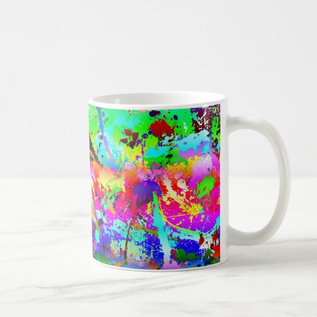 Cool Neon Rainbow Splatter Coffee Mug (Right)