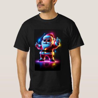 Cool Neon Santa Claus with Sunglasses - Vibrant T-Shirt