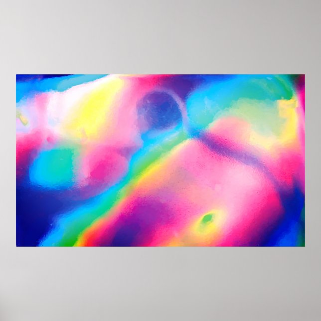 Cool Neon Unicorn Holographic Background Poster (Front)