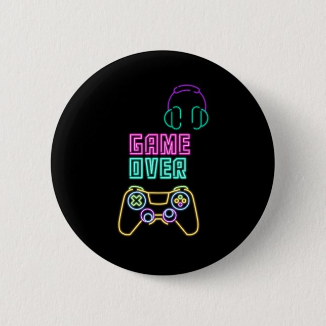 Cool Neon video game. 6 Cm Round Badge (Front)