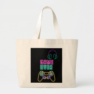 Cool Neon video game Large Tote Bag