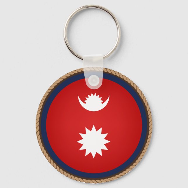 Cool Nepal Flag Seal Key Ring (Front)