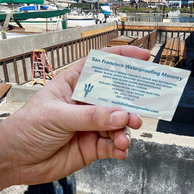 Cool Neptune's Trident Logo Waterproofing Masonry Business Card (Creator Uploaded)