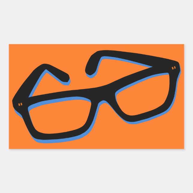Cool Nerd Glasses Rectangular Sticker (Front)