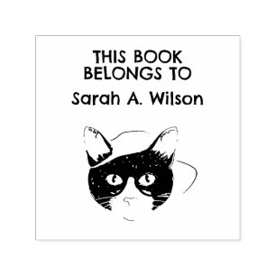 Cool Nerdy Art Cat Book Belongs Personalised Book Self-inking Stamp