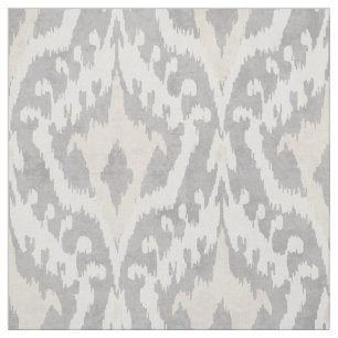 Cool neutral grey and beige ikat tribal pattern fabric