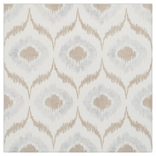 Cool neutral grey and beige ikat tribal pattern fabric