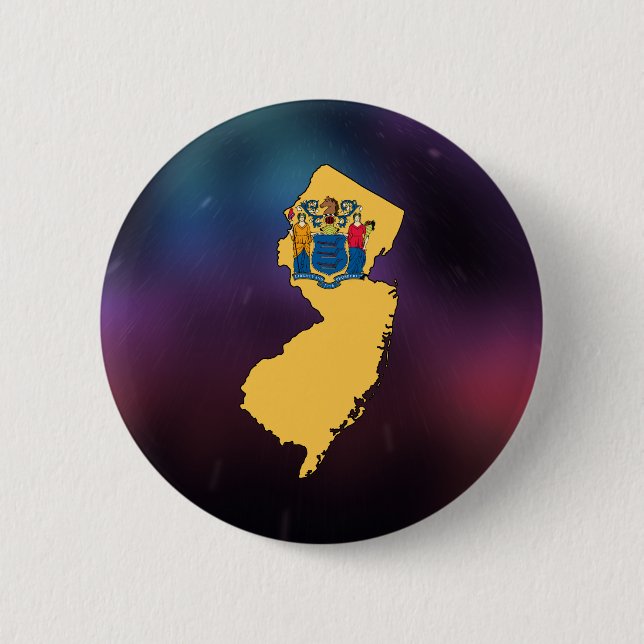 Cool New Jersey Flag Map 6 Cm Round Badge (Front)