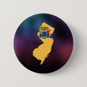 Cool New Jersey Flag Map 6 Cm Round Badge