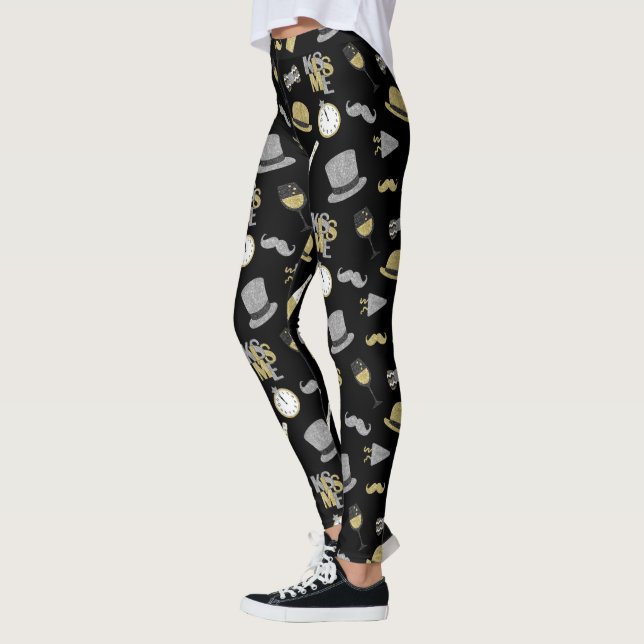 cool New years eve pattern Leggings (Left)