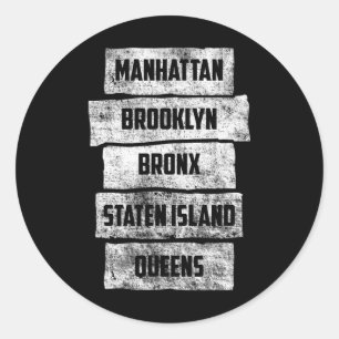 Cool New York City 5 Boroughs, New York New York C Classic Round Sticker