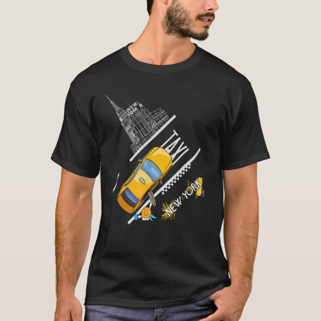 Cool New York City Taxi Illustration   Graphic Des T-Shirt (Front)