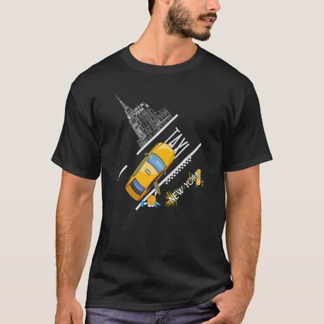 Cool New York City Taxi Illustration  Graphic Desi T-Shirt (Front)