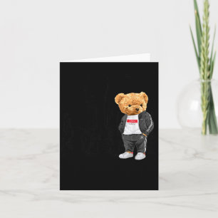 Cool New York City Teddy Bear Illustration Graphic Card