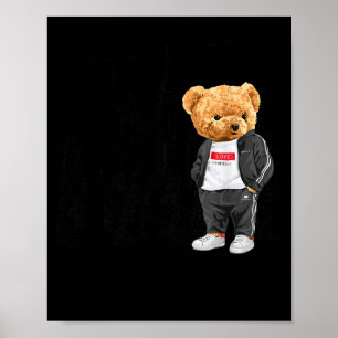 Cool New York City Teddy Bear Illustration Graphic Poster
