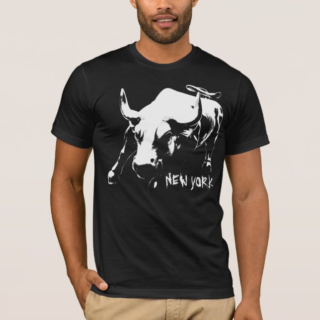 Cool New York T-shirt Bull NYC Shirt Souvenir (Front)