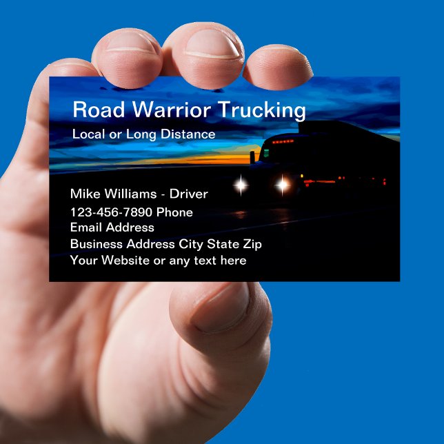 Cool Night Drive Truck Driver Trucking Service Business Card (Creator Uploaded)