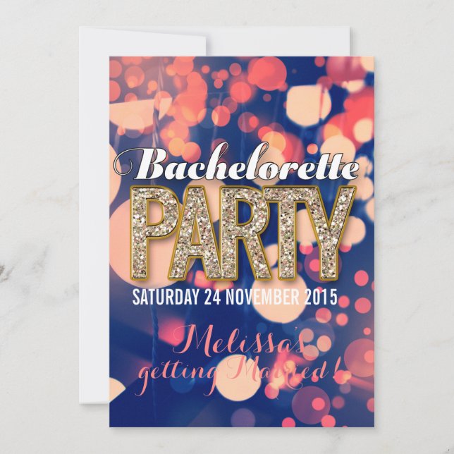Cool Night Lights Bachelorette Party Invitations (Front)