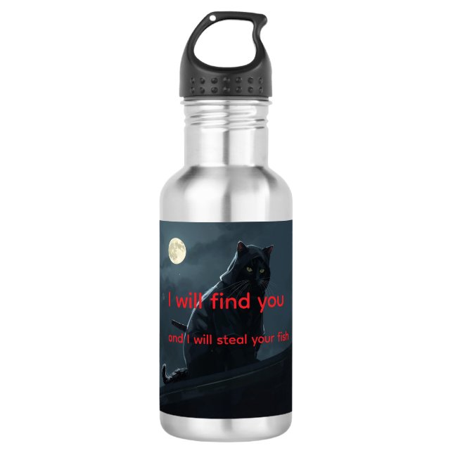 Cool Ninja Cat Aesthetic and funny stealth kitty  532 Ml Water Bottle (Front)