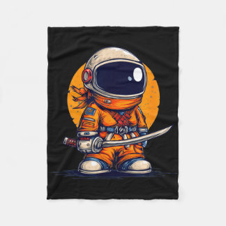 Cool ninja in astronaut space suit costume  fleece blanket