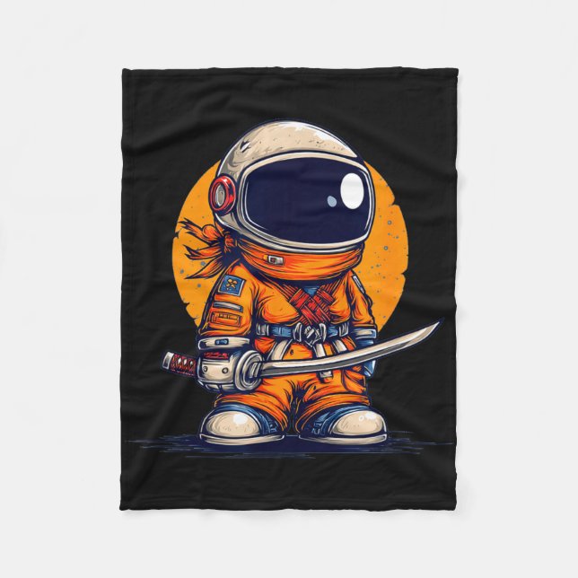 Cool ninja in astronaut space suit costume  fleece blanket (Front)