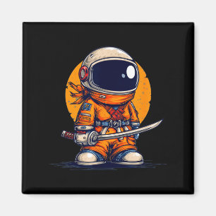 Cool ninja in astronaut space suit costume magnet