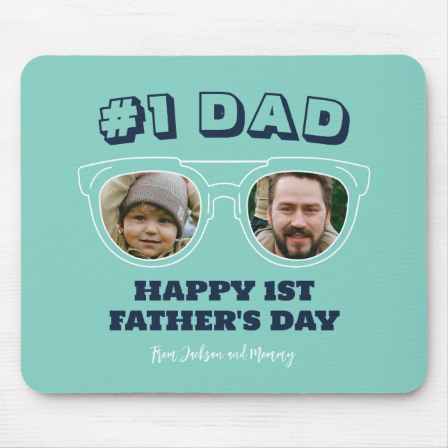 Cool No.1 Dad Custom Photo First Father's Day Mouse Pad (Front)