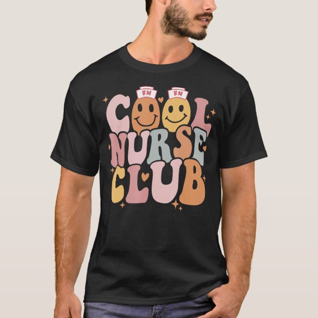 Cool Nurse Club Comfort Nurse School Groovy Outfit T-Shirt (Front)