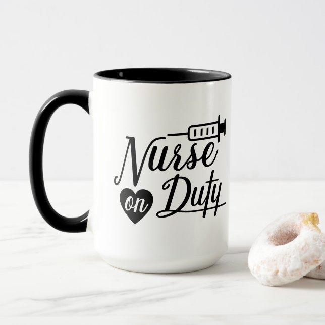 Cool Nurse duty add monogram Mug (With Donut)