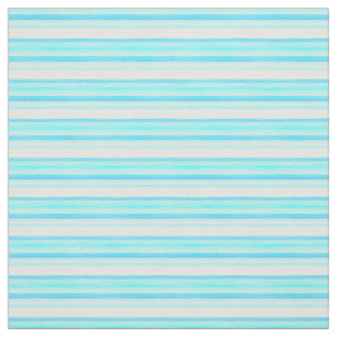 Cool Ocean Blue Aqua Turquoise Watercolor Stripes Fabric