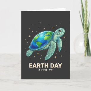 Cool Ocean Lover Earth Day April 22 turtle planet Card