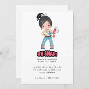 Cool Oh Snap! Selfie Girl Birthday Party Invitation