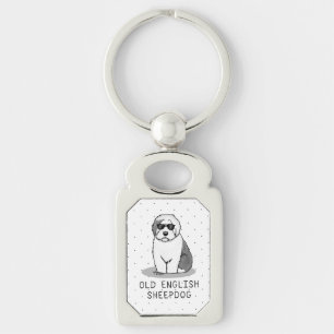 Cool Old English Sheepdog (Grey 1) Cute Funny Key Ring
