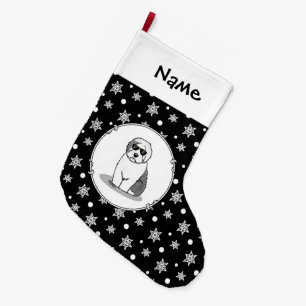 Cool Old English Sheepdog (Grey 1) Cute Funny Large Christmas Stocking