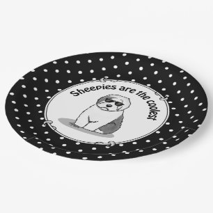 Cool Old English Sheepdog (Grey 1) Cute Funny Paper Plate