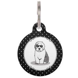 Cool Old English Sheepdog (Grey 1) Cute Funny Pet Tag