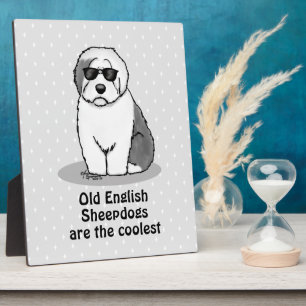 Cool Old English Sheepdog (Grey 1) Cute Funny Plaque