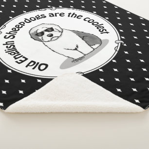 Cool Old English Sheepdog (Grey 1) Cute Funny Sherpa Blanket