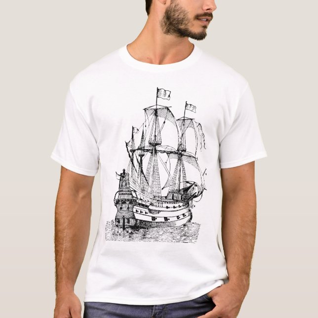 Cool Old Pirate Ship T-Shirt (Front)