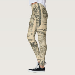 cool old vintage catalogue newspaper pattern leggings