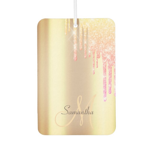 Cool Ombre Glitter Drips Car Air Freshener (Front)