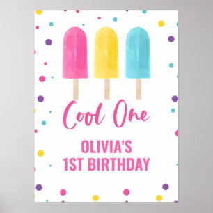 Cool One 1st birthday Rainbow Ice Pop Poster