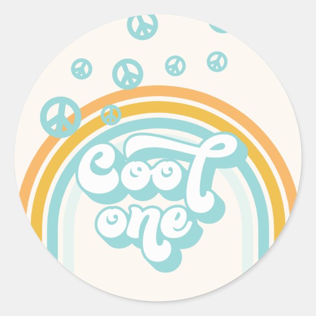Cool One  Boy 1st Birthday Classic Round Sticker (Front)