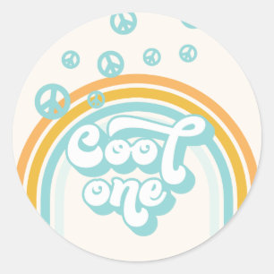 Cool One  Boy 1st Birthday Classic Round Sticker
