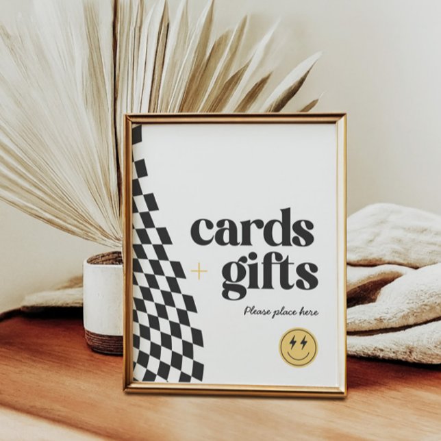 Cool One Boy's Chequered Retro Cards and Gifts Poster (Creator Uploaded)