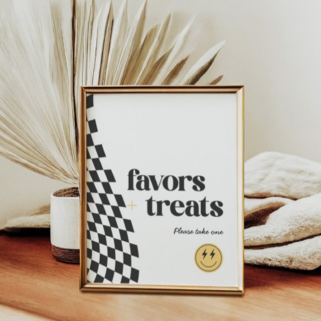 Cool One Boy's Chequered Retro Favour Sign (Creator Uploaded)